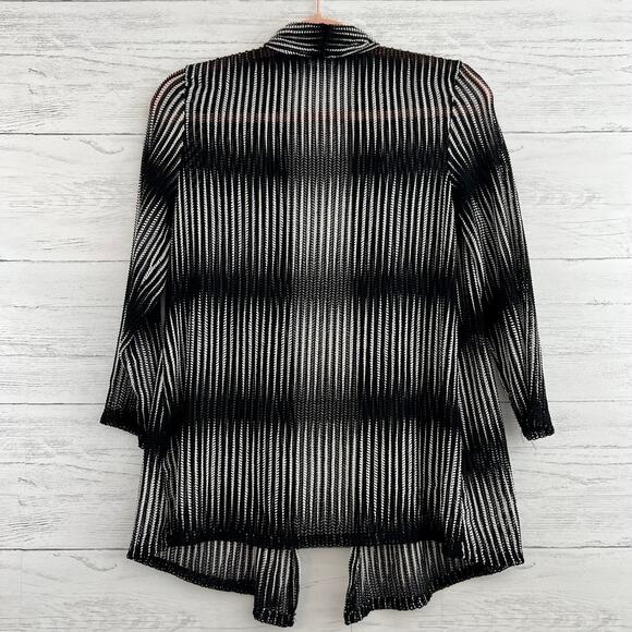 Elementz Black and White Open White 3/4 Sleeve Light Cardigan Size S - Picture 2 of 8